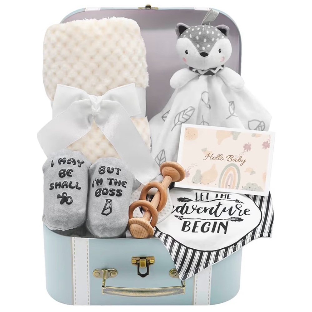 Baby Gift Set with Gray and White Accessories